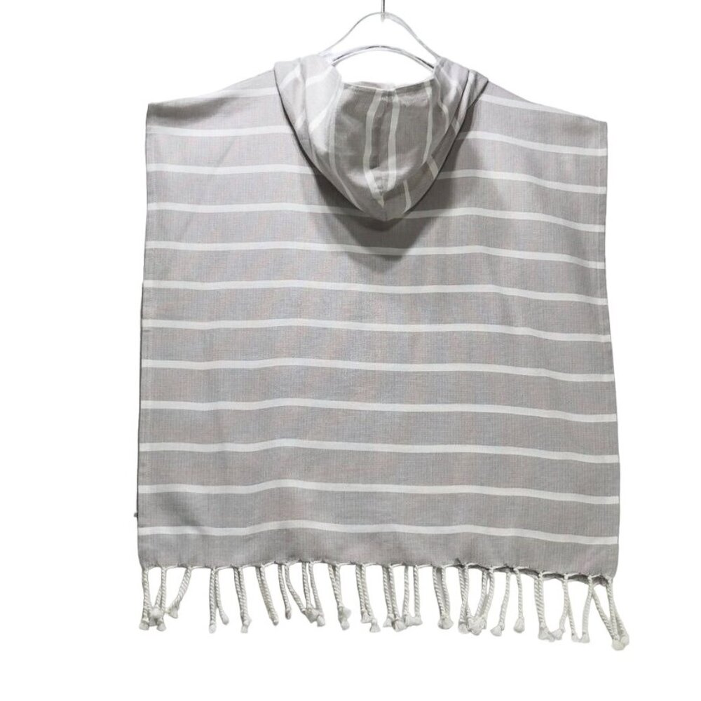 ZESTT Striped Organic Cotton Hooded Poncho With Tassels By Zestt Organics Big Ki - Picture 7 of 7
